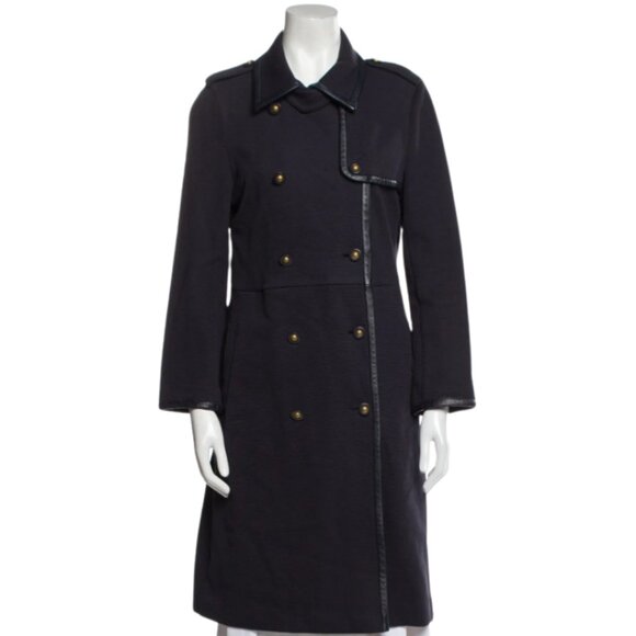 Tory Burch Coat -Navy Trench EUC - Picture 1 of 13